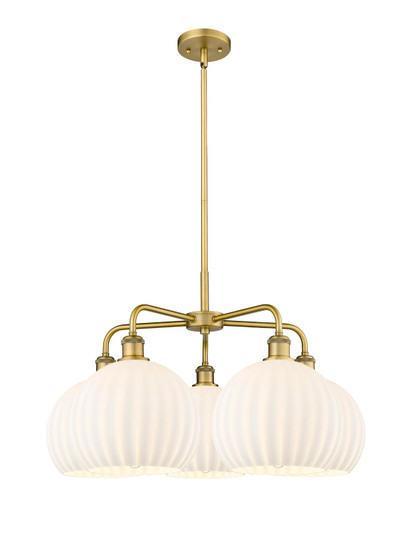 Ballston Five Light Chandelier in Brushed Brass (405|516-5CR-BB-G1217-10WV)