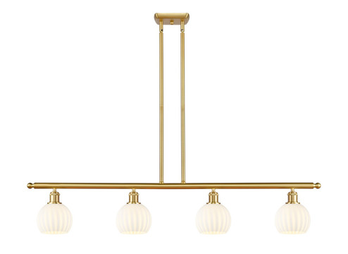 Ballston Four Light Island Pendant in Satin Gold (405|516-4I-SG-G1217-6WV)