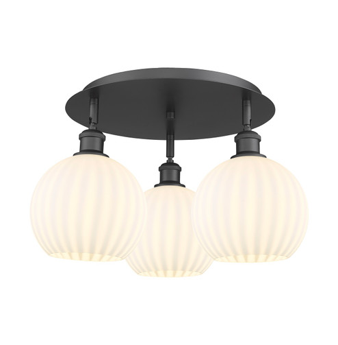 Ballston Three Light Semi-Flush Mount in Matte Black (405|516-3C-BK-G1217-8WV)