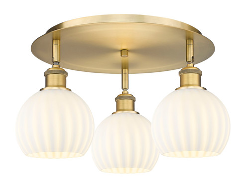 Ballston Three Light Semi-Flush Mount in Brushed Brass (405|516-3C-BB-G1217-6WV)