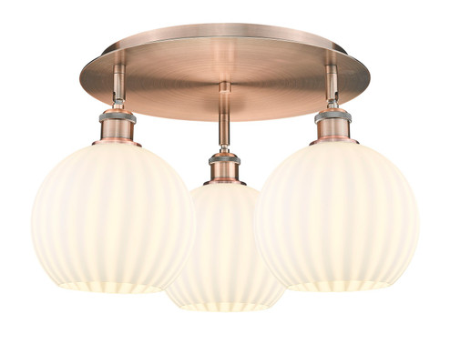 Ballston Three Light Semi-Flush Mount in Antique Copper (405|516-3C-AC-G1217-8WV)
