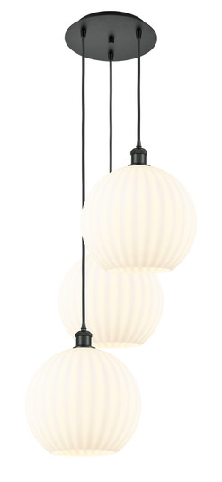 Ballston Three Light Pendant in Matte Black (405|113B-3P-BK-G1217-12WV)