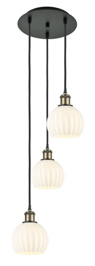 Ballston Three Light Pendant in Black Antique Brass (405|113B-3P-BAB-G1217-6WV)