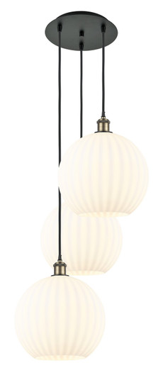 Ballston Three Light Pendant in Black Antique Brass (405|113B-3P-BAB-G1217-12WV)