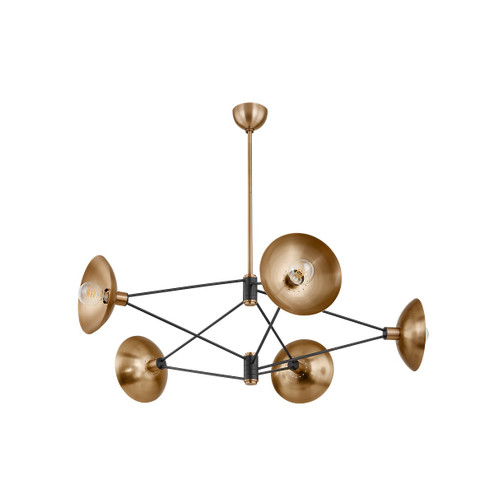 Axel Five Light Chandelier in Patina Brass/Soft Black (67|F1050-PBR/SBK)