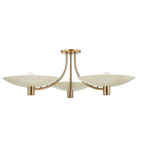 Wolfe Three Light Semi Flush Mount in Patina Brass And Soft Sand (67|C1441-PBR/SSD)