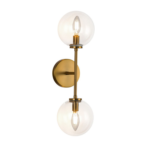 Cassia Two Light Wall Vanity in Aged Gold/Clear Glass (452|WV549220AGCL)