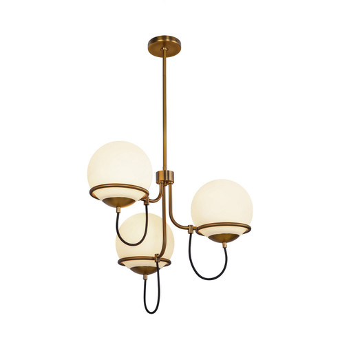 Alba Three Light Chandelier in Aged Brass/Opal Glass (452|CH458323AGOP)