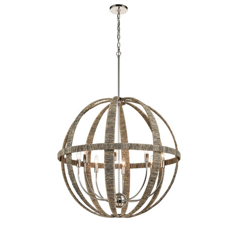 Abaca Eight Light Chandelier in Polished Nickel (45|32573/8)