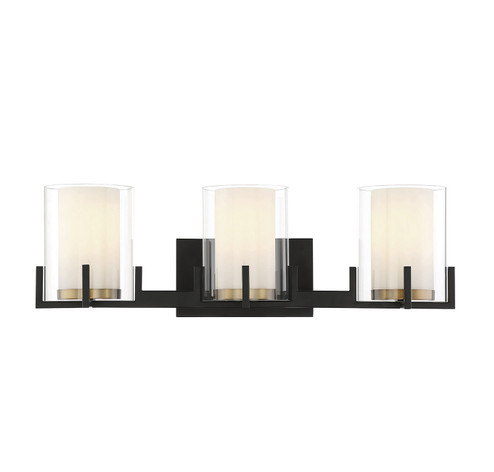 Eaton Three Light Bathroom Vanity in Matte Black w/Warm Brass Accents (51|8-1977-3-143)