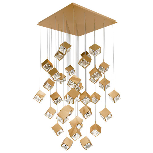 Ice Cube LED Chandelier in Aged Brass (34|PD-29341S-AB)