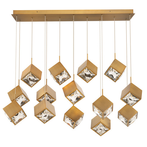 Ice Cube LED Chandelier in Aged Brass (34|PD-29314L-AB)