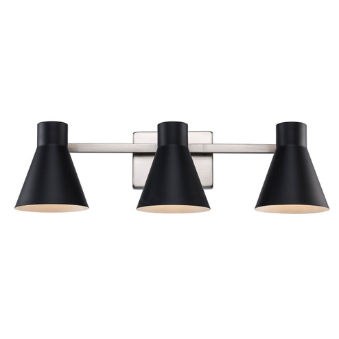 Three Light Vanity in Black / Brushed Nickel (110|22383 BK-BN)
