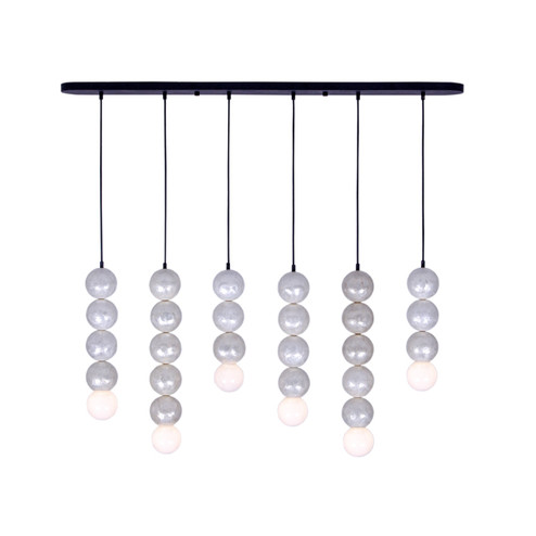 Pearls Six Light Island Pendant in Matte Black (33|522066MB)
