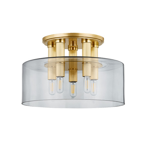Crystler Five Light Flush Mount in Aged Brass (70|5135-AGB)