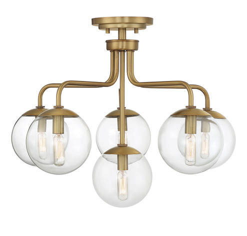 Marco Six Light Semi-Flush Mount in Warm Brass (51|6-1951-6-322)