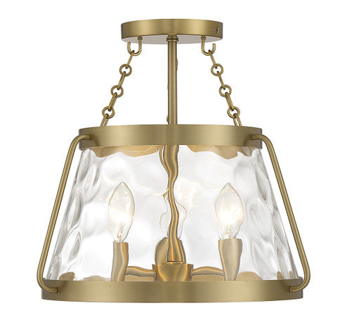 Crawford Three Light Semi-Flush Mount in Warm Brass (51|6-1802-3-322)