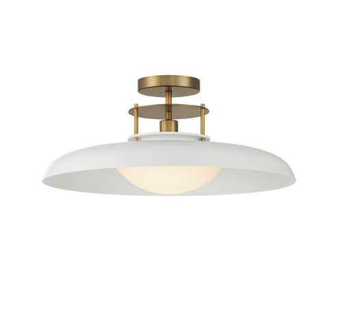 Gavin One Light Semi-Flush Mount in White w/Warm Brass Accents (51|6-1685-1-142)