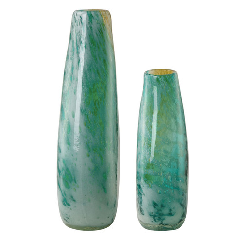 High Tide Vases, S/2 in Exquisite Teal, Amber, And Gold (52|18157)