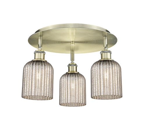 Ballston Three Light Semi-Flush Mount in Antique Brass (405|516-3C-AB-G559-5ME)