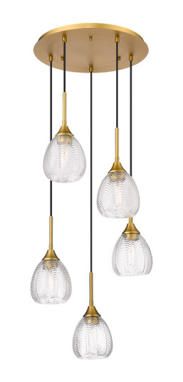 Downtown Urban Five Light Pendant in Brushed Brass (405|323-5P-BB-G323-6CL)