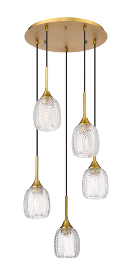 Downtown Urban Five Light Pendant in Brushed Brass (405|323-5P-BB-G323-5CL)