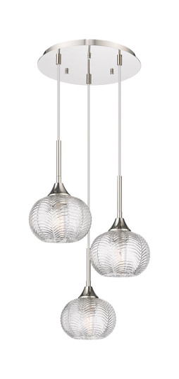 Downtown Urban Three Light Pendant in Polished Nickel (405|323-3P-PN-G323-7CL)
