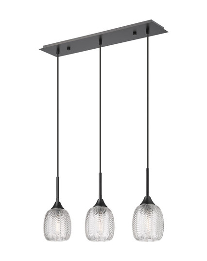 Downtown Urban Three Light Island Pendant in Matte Black (405|323-3I-BK-G323-5CL)