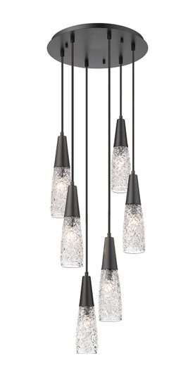 Downtown Urban Six Light Pendant in Matte Black (405|322-6P-BK-G322-3CL)