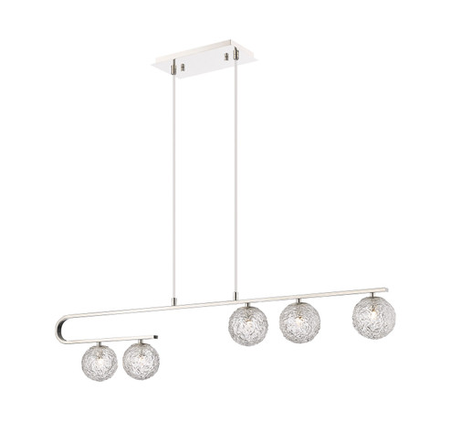 Downtown Urban Five Light Island Pendant in Polished Nickel (405|320-5I-PN-G320-5CL-PN)