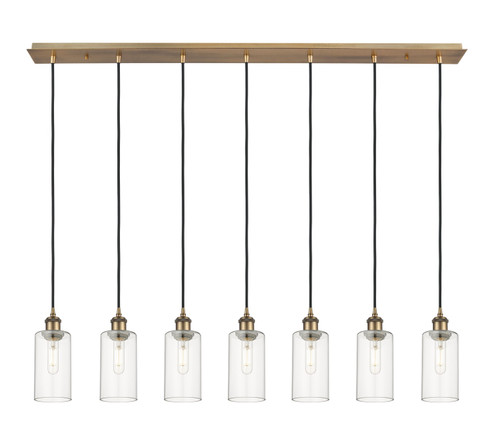 Downtown Urban Seven Light Linear Pendant in Brushed Brass (405|127B-7P-BB-G434-7CL)