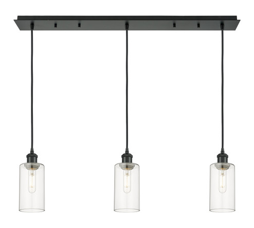 Downtown Urban Three Light Linear Pendant in Matte Black (405|123B-3P-BK-G434-7CL)