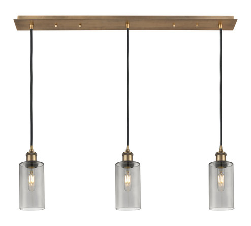 Downtown Urban Three Light Linear Pendant in Brushed Brass (405|123B-3P-BB-G434-7SM)