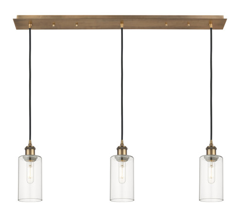 Downtown Urban Three Light Linear Pendant in Brushed Brass (405|123B-3P-BB-G434-7CL)