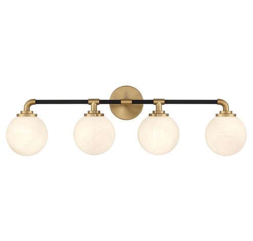 Dresden Four Light Bathroom Vanity in Matte Black w/ Warm Brass (159|V6-L8-9604-4-143)