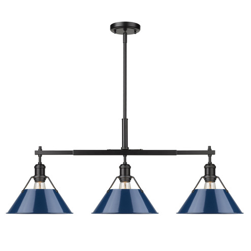 Orwell Three Light Linear Pendant in Matte Black (62|3306-LP BLK-NVY)