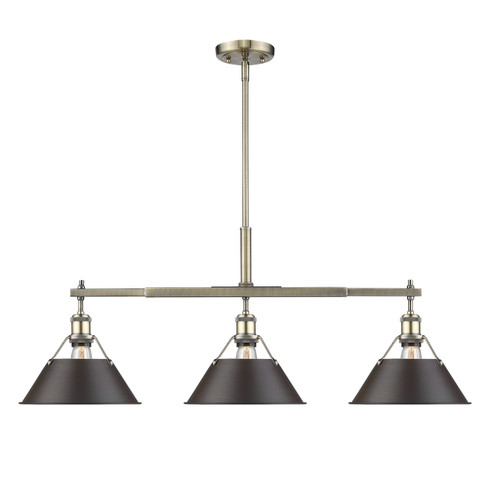 Orwell Three Light Linear Pendant in Aged Brass (62|3306-LP AB-RBZ)