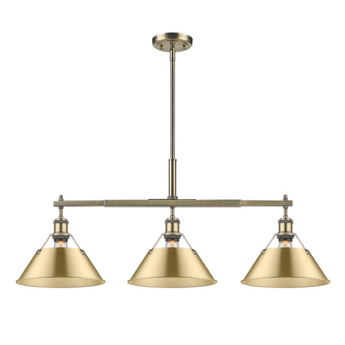 Orwell Three Light Linear Pendant in Aged Brass (62|3306-LP AB-BCB)