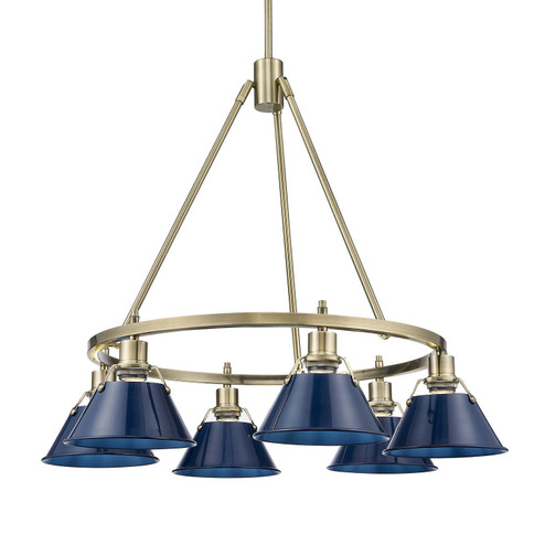 Orwell Six Light Chandelier in Aged Brass (62|3306-6 AB-NVY)