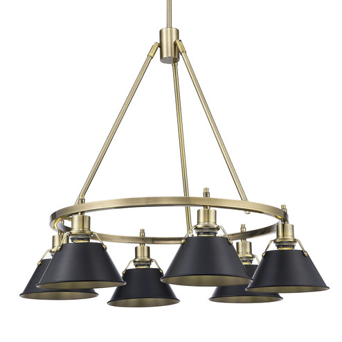 Orwell Six Light Chandelier in Aged Brass (62|3306-6 AB-BLK)