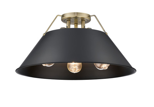Orwell Three Light Flush Mount in Aged Brass (62|3306-3FM AB-BLK)