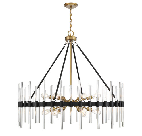 Santiago 12 Light Chandelier in Matte Black w/Warm Brass Accents (51|1-1934-12-143)