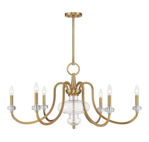 Bergdorf Six Light Chandelier in Warm Brass (51|1-5802-6-322)