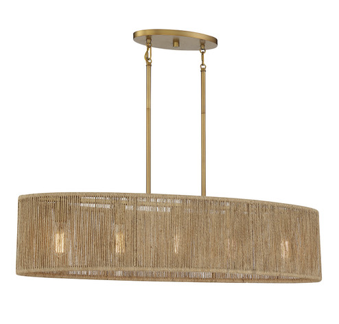 Ashe Five Light Chandelier in Warm Brass and Rope (51|1-1738-5-320)