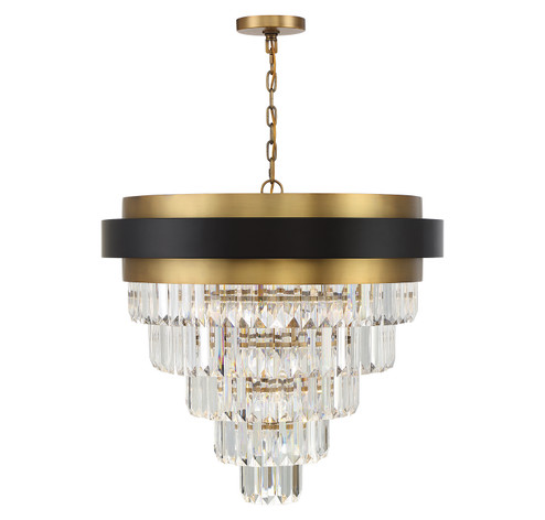 Marquise Nine Light Chandelier in Matte Black with Warm Brass Accents (51|1-1668-9-143)