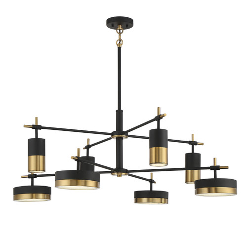 Ashor LED Chandelier in Matte Black with Warm Brass Accents (51|1-1637-8-143)