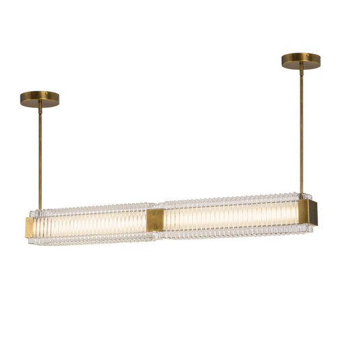 Alai LED Linear Pendant in Vintage Brass/Ribbed Glass (452|LP374247VBCR-UNV)