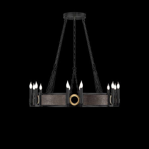Mirage 12 Light Chandelier in Black Iron/Brass/Pebble (48|100047-111)