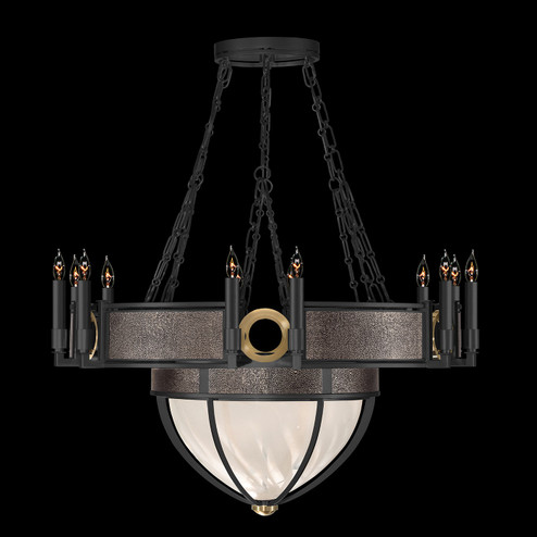 Mirage 15 Light Chandelier in Black Iron/Brass/Pebble (48|100037-111)