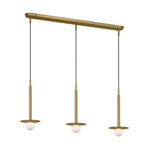 Nodes Three Light Linear Pendant in Burnished Brass (454|KC1143BBS)